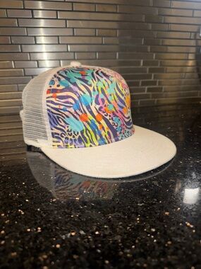 Colorful Animal Print Mesh Trucker Hat - White